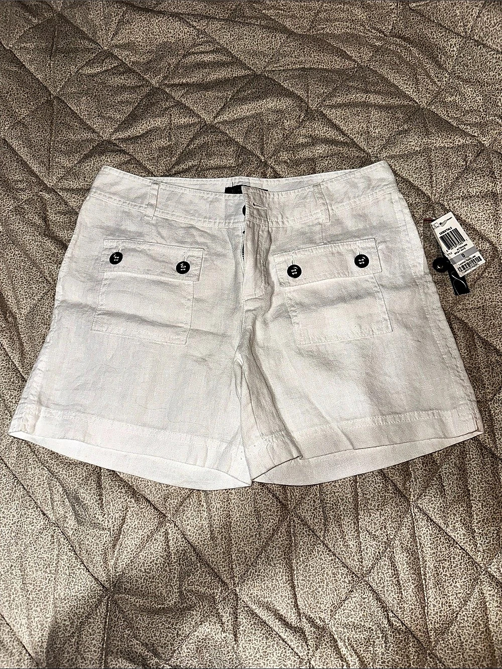 INC Linen Cargo Shorts in White Size 0 NWT